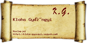 Klohs Gyöngyi névjegykártya